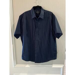 Kenneth Cole New York Men's 1X Regular Fit Navy Short Sleeve Button Shirt